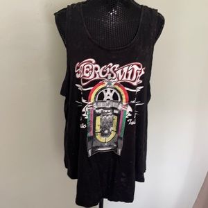 Black washed Aerosmith tank top